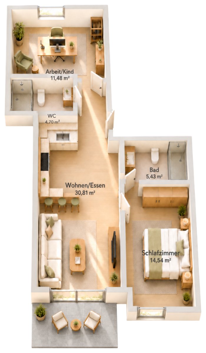 Grundriss Wohnung 03, EG