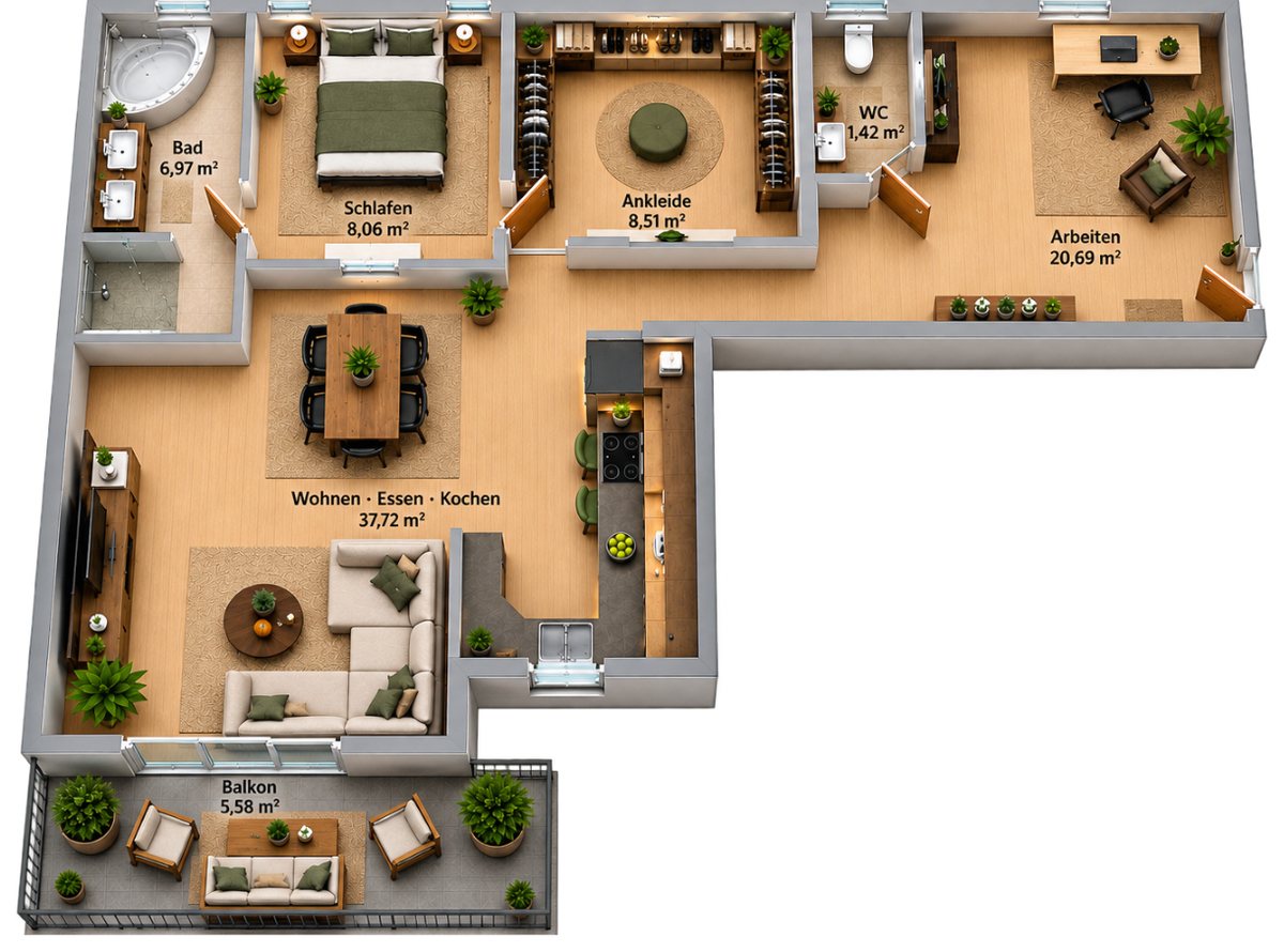 Grundriss Wohnung 23, 4. OG