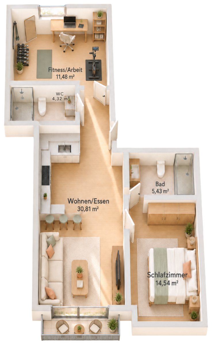 Grundriss Wohnung 18, 3. OG
