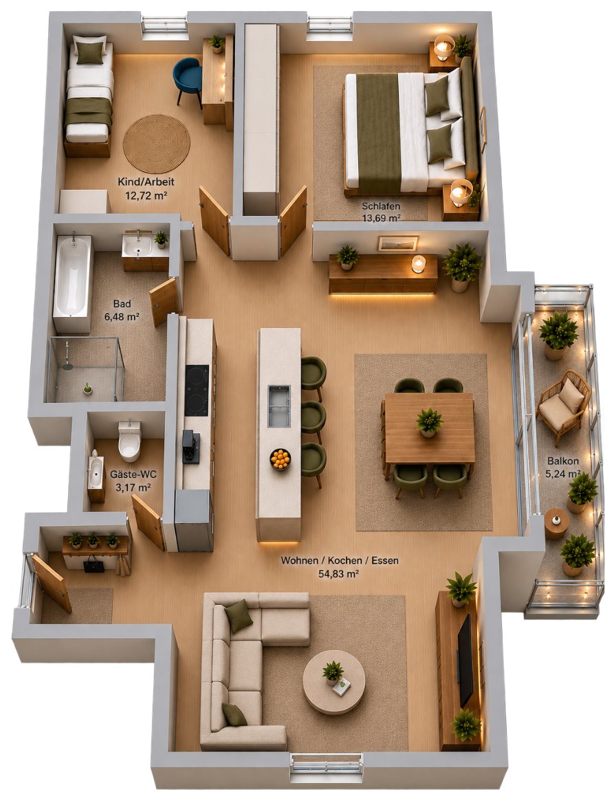 Grundriss Wohnung 21, 4. OG