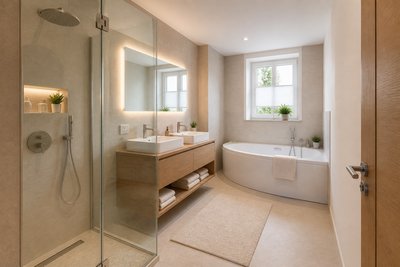 Badezimmer mit bodengleicher Dusche — Visualisierung
