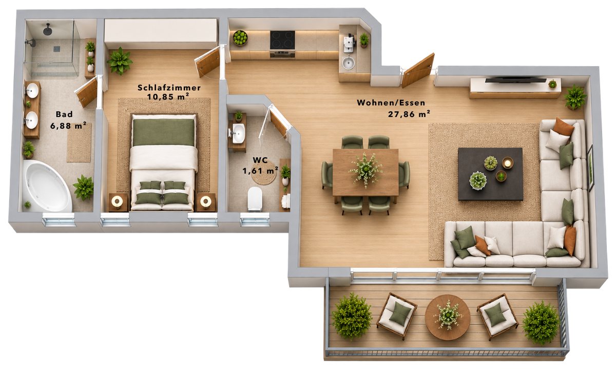 Grundriss Wohnung 22, 4. OG