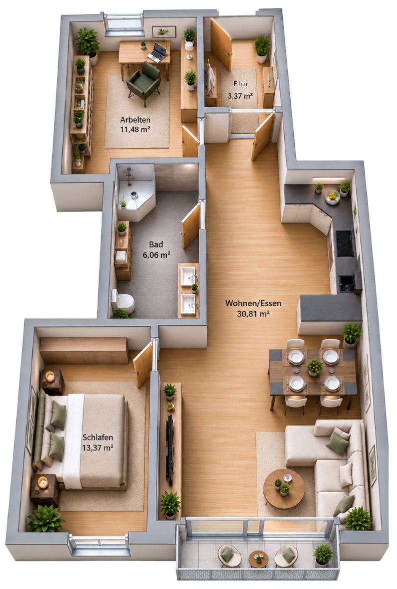 Grundriss Wohnung 12, 2. OG