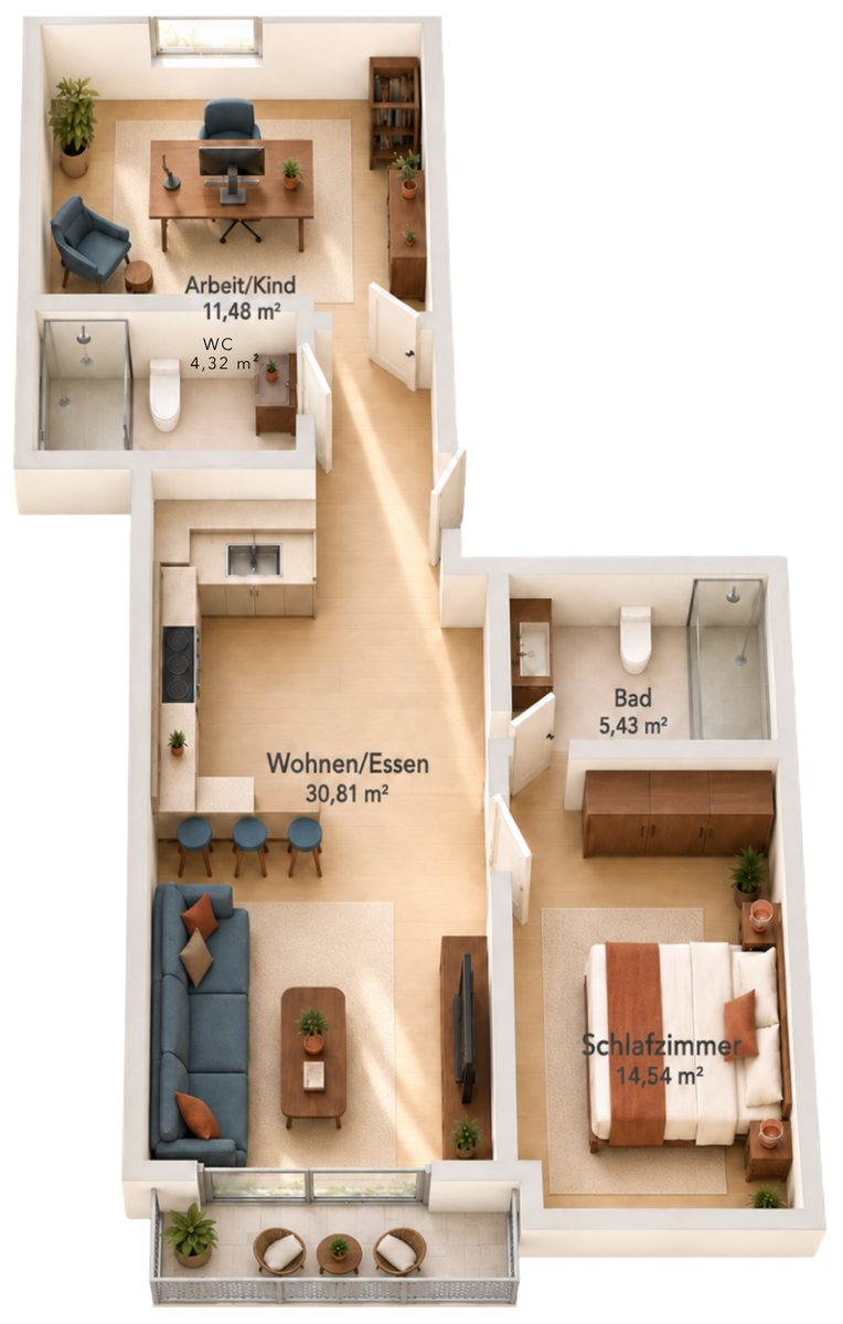 Grundriss Wohnung 08, 1. OG