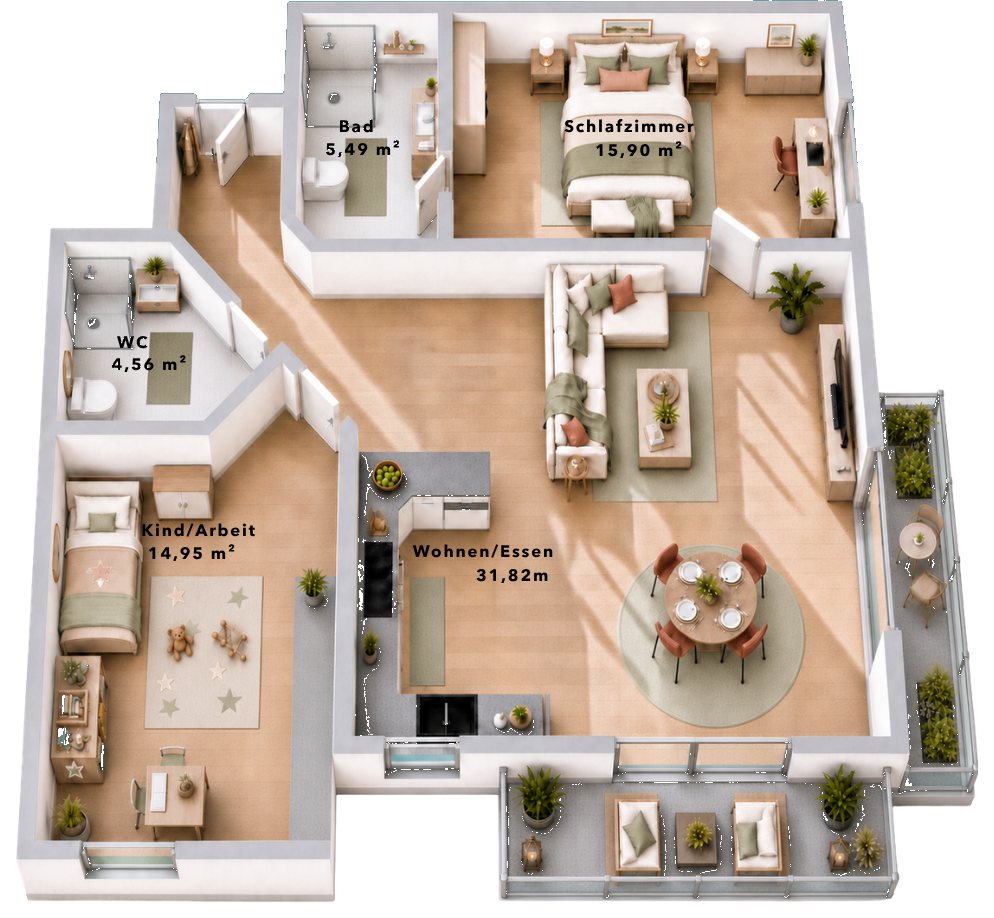 Grundriss Wohnung 19, 3. OG