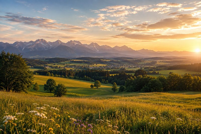 Blick über das bayerische Alpenvorland bei Peißenberg