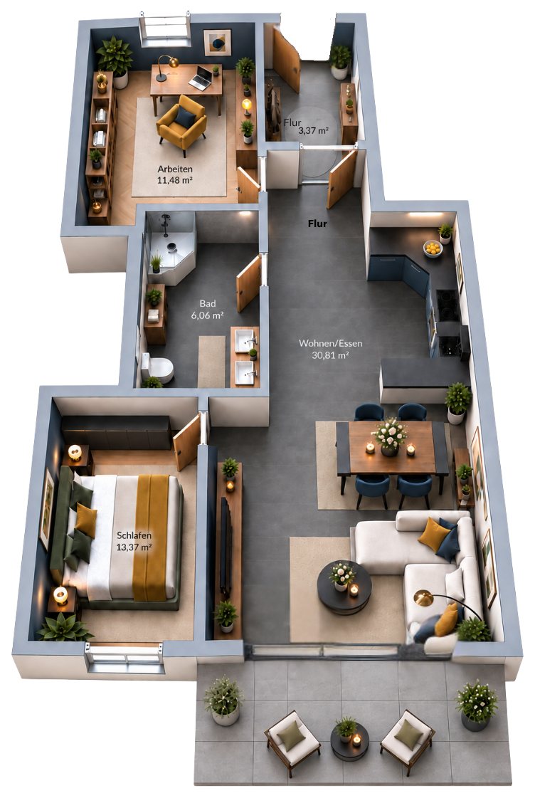 Grundriss Wohnung 02, EG